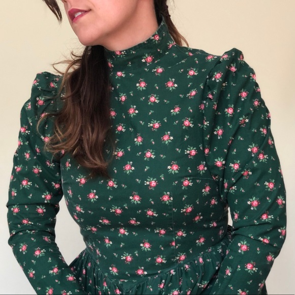 Vintage Cottagecore Floral Green Dress - Picture 3 of 6